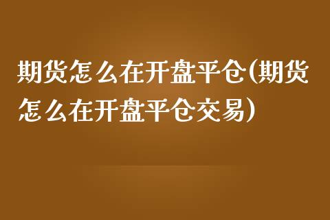 期货怎么在开盘平仓(期货怎么在开盘平仓交易)_https://gjqh.wpmee.com_期货百科_第1张