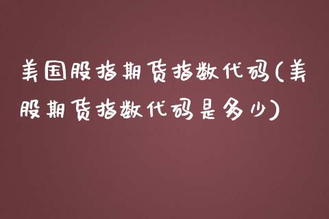 美国股指期货指数代码(美股期货指数代码是多少)_https://gjqh.wpmee.com_国际期货_第1张