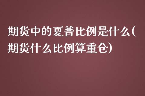 期货中的夏普比例是什么(期货什么比例算重仓)_https://gjqh.wpmee.com_期货新闻_第1张