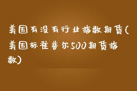 美国有没有行业指数期货(美国标准普尔500期货指数)_https://gjqh.wpmee.com_期货新闻_第1张