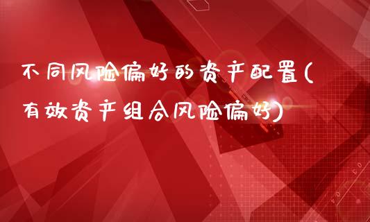 不同风险偏好的资产配置(有效资产组合风险偏好)_https://gjqh.wpmee.com_国际期货_第1张