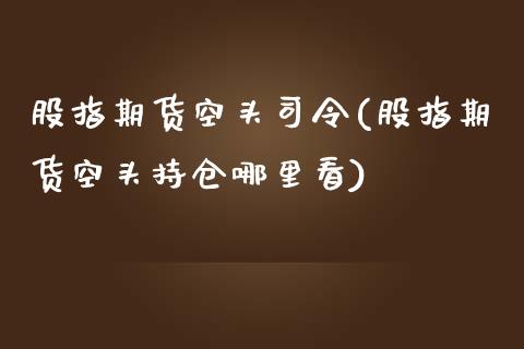 股指期货空头司令(股指期货空头持仓哪里看)_https://gjqh.wpmee.com_期货百科_第1张