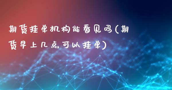 期货挂单机构能看见吗(期货早上几点可以挂单)_https://gjqh.wpmee.com_期货开户_第1张