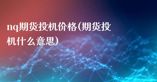 nq期货投机价格(期货投机什么意思)_https://gjqh.wpmee.com_期货开户_第1张