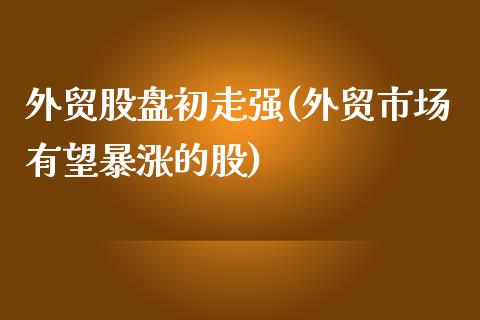 外贸股盘初走强(外贸市场有望暴涨的股)_https://gjqh.wpmee.com_期货百科_第1张