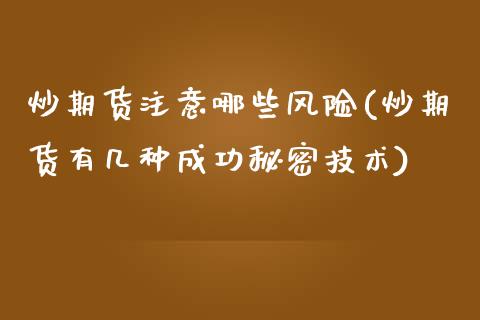 炒期货注意哪些风险(炒期货有几种成功秘密技术)_https://gjqh.wpmee.com_期货开户_第1张