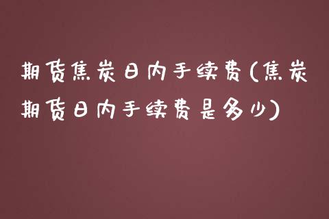 期货焦炭日内手续费(焦炭期货日内手续费是多少)_https://gjqh.wpmee.com_期货百科_第1张