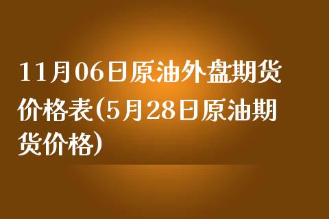 11月06日原油外盘期货价格表(5月28日原油期货价格)_https://gjqh.wpmee.com_期货开户_第1张