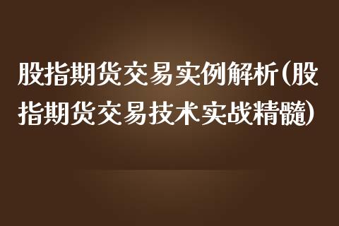 股指期货交易实例解析(股指期货交易技术实战精髓)_https://gjqh.wpmee.com_国际期货_第1张