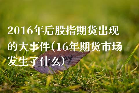 2016年后股指期货出现的大事件(16年期货市场发生了什么)_https://gjqh.wpmee.com_期货百科_第1张