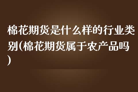 棉花期货是什么样的行业类别(棉花期货属于农产品吗)_https://gjqh.wpmee.com_国际期货_第1张