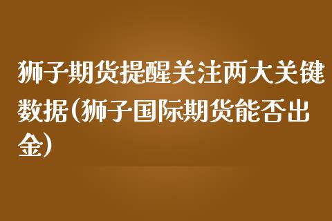 狮子期货提醒关注两大关键数据(狮子国际期货能否出金)_https://gjqh.wpmee.com_期货新闻_第1张