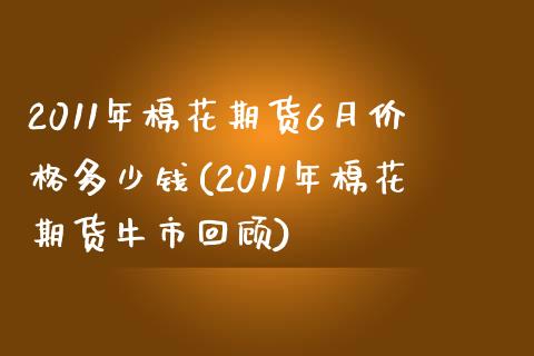 2011年棉花期货6月价格多少钱(2011年棉花期货牛市回顾)_https://gjqh.wpmee.com_期货平台_第1张