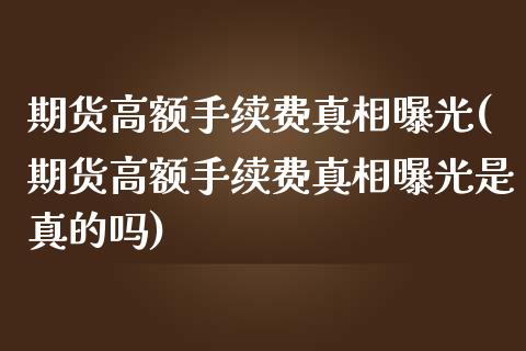 期货高额手续费真相曝光(期货高额手续费真相曝光是真的吗)_https://gjqh.wpmee.com_期货开户_第1张