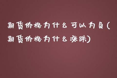 期货价格为什么可以为负(期货价格为什么涨跌)_https://gjqh.wpmee.com_期货开户_第1张