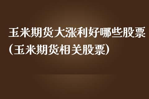 玉米期货大涨利好哪些股票(玉米期货相关股票)_https://gjqh.wpmee.com_国际期货_第1张