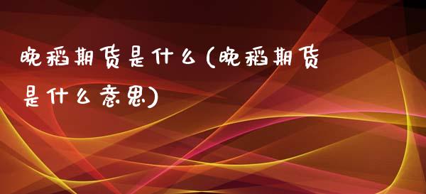 晚稻期货是什么(晚稻期货是什么意思)_https://gjqh.wpmee.com_期货平台_第1张