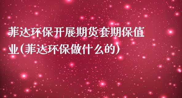 菲达环保开展期货套期保值业(菲达环保做什么的)_https://gjqh.wpmee.com_国际期货_第1张