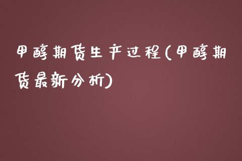 甲醇期货生产过程(甲醇期货最新分析)_https://gjqh.wpmee.com_国际期货_第1张