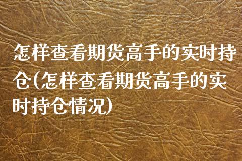 怎样查看期货高手的实时持仓(怎样查看期货高手的实时持仓情况)_https://gjqh.wpmee.com_期货平台_第1张