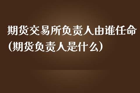 期货交易所负责人由谁任命(期货负责人是什么)_https://gjqh.wpmee.com_期货新闻_第1张