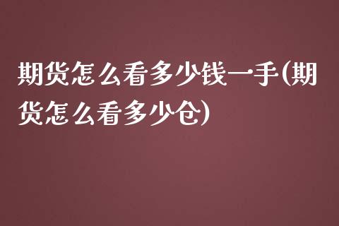 期货怎么看多少钱一手(期货怎么看多少仓)_https://gjqh.wpmee.com_期货百科_第1张