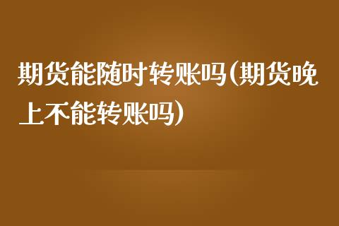 期货能随时转账吗(期货晚上不能转账吗)_https://gjqh.wpmee.com_国际期货_第1张