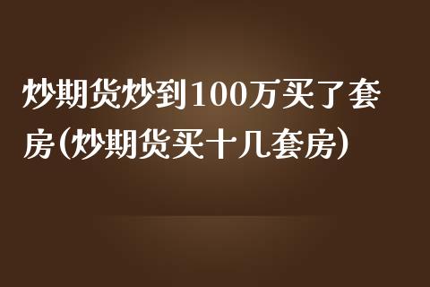 炒期货炒到100万买了套房(炒期货买十几套房)_https://gjqh.wpmee.com_期货平台_第1张