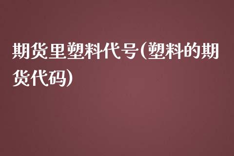 期货里塑料代号(塑料的期货代码)_https://gjqh.wpmee.com_期货百科_第1张