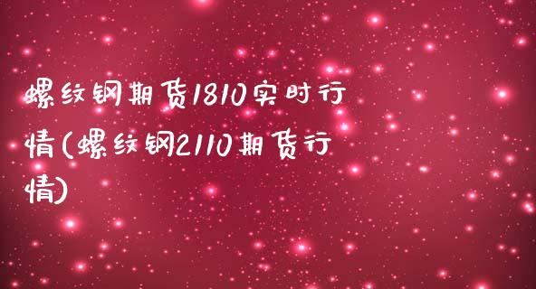 螺纹钢期货1810实时行情(螺纹钢2110期货行情)_https://gjqh.wpmee.com_期货平台_第1张