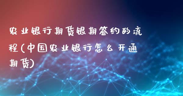 农业银行期货银期签约的流程(中国农业银行怎么开通期货)_https://gjqh.wpmee.com_期货开户_第1张