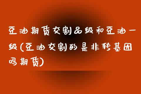 豆油期货交割品级和豆油一级(豆油交割的是非转基因吗期货)_https://gjqh.wpmee.com_期货百科_第1张