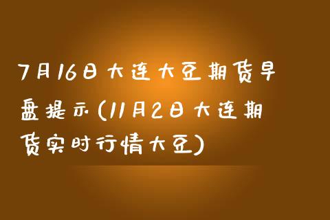 7月16日大连大豆期货早盘提示(11月2日大连期货实时行情大豆)_https://gjqh.wpmee.com_期货开户_第1张