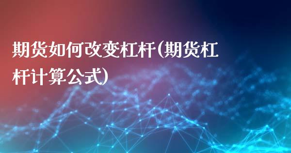 期货如何改变杠杆(期货杠杆计算公式)_https://gjqh.wpmee.com_期货新闻_第1张