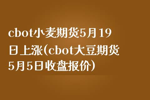 cbot小麦期货5月19日上涨(cbot大豆期货5月5日收盘报价)_https://gjqh.wpmee.com_国际期货_第1张