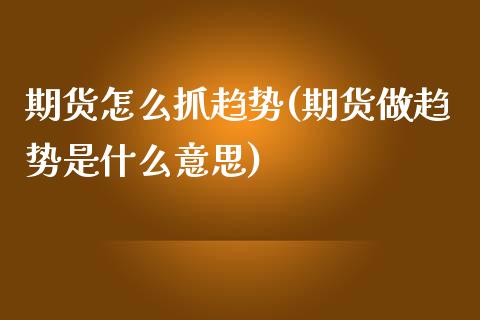 期货怎么抓趋势(期货做趋势是什么意思)_https://gjqh.wpmee.com_期货平台_第1张