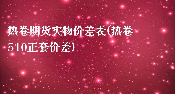 热卷期货实物价差表(热卷510正套价差)_https://gjqh.wpmee.com_国际期货_第1张