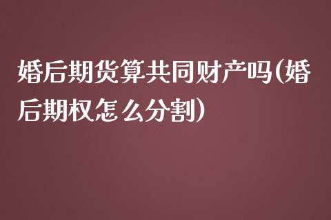 婚后期货算共同财产吗(婚后期权怎么分割)_https://gjqh.wpmee.com_期货百科_第1张