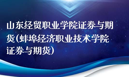 山东经贸职业学院证券与期货(蚌埠经济职业技术学院证券与期货)_https://gjqh.wpmee.com_期货新闻_第1张