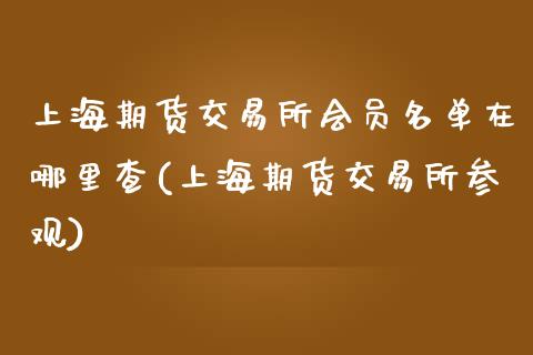 上海期货交易所会员名单在哪里查(上海期货交易所参观)_https://gjqh.wpmee.com_期货新闻_第1张