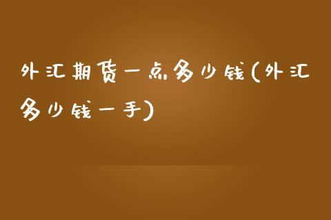 外汇期货一点多少钱(外汇多少钱一手)_https://gjqh.wpmee.com_期货百科_第1张