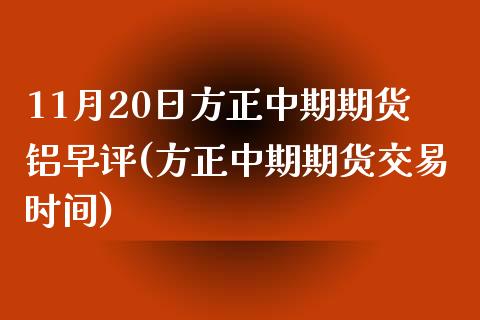 11月20日方正中期期货铝早评(方正中期期货交易时间)_https://gjqh.wpmee.com_期货新闻_第1张