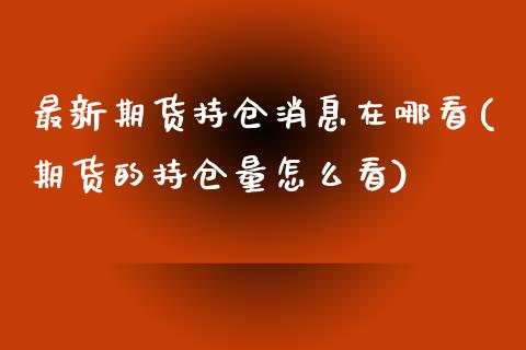 最新期货持仓消息在哪看(期货的持仓量怎么看)_https://gjqh.wpmee.com_期货平台_第1张