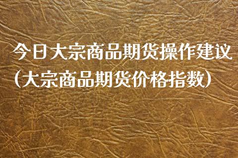 今日大宗商品期货操作建议(大宗商品期货价格指数)_https://gjqh.wpmee.com_期货开户_第1张