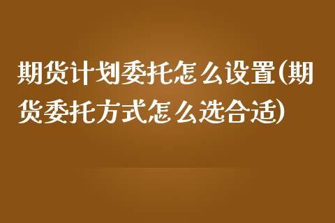 期货计划委托怎么设置(期货委托方式怎么选合适)_https://gjqh.wpmee.com_期货平台_第1张