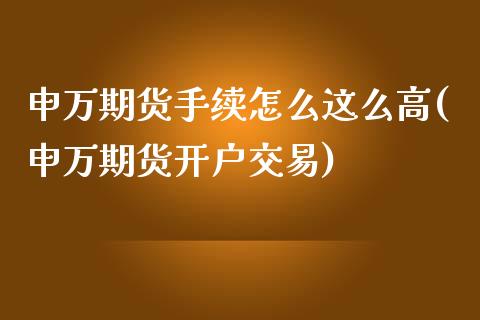 申万期货手续怎么这么高(申万期货开户交易)_https://gjqh.wpmee.com_期货平台_第1张