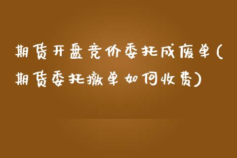 期货开盘竞价委托成废单(期货委托撤单如何收费)_https://gjqh.wpmee.com_期货百科_第1张