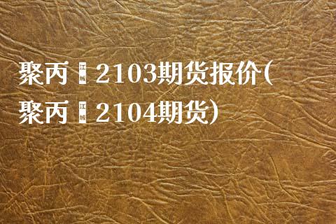 聚丙烯2103期货报价(聚丙烯2104期货)_https://gjqh.wpmee.com_国际期货_第1张