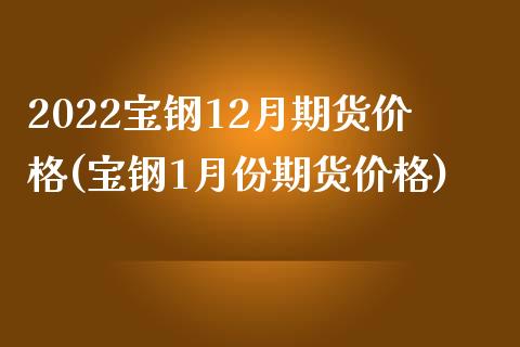 2022宝钢12月期货价格(宝钢1月份期货价格)_https://gjqh.wpmee.com_期货百科_第1张