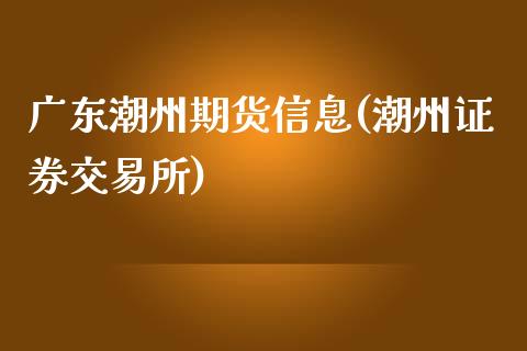 广东潮州期货信息(潮州证券交易所)_https://gjqh.wpmee.com_期货百科_第1张